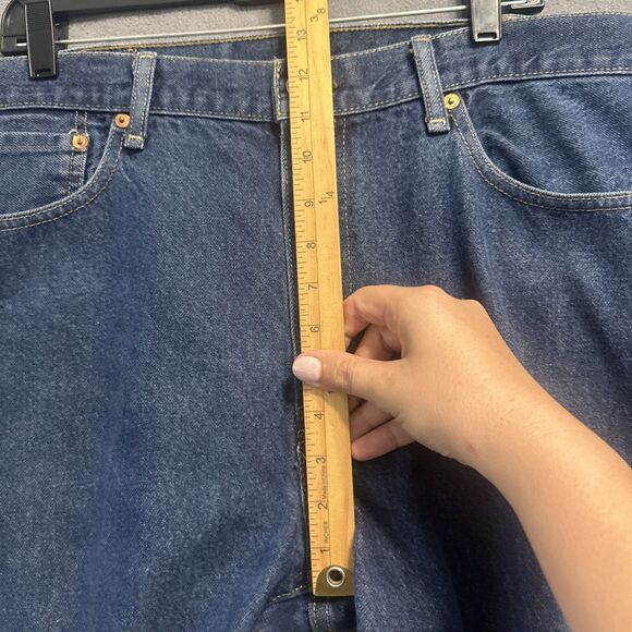 Levis 505 Regular Fit Straight Leg Jeans Mens 38x32 Blue Rigid Denim Classic - Picture 6 of 9